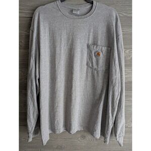 Vintage Y2K Carhartt Shirt Mens Large Gray Pocket Workwear Knit Crewneck K126